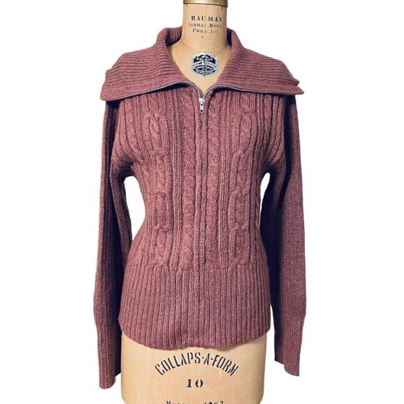 Erika Sweaters - Erica Dusky Pink Cable Knit Zip up Cardigan Size Large